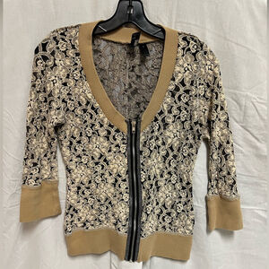 BKE Boutique Lace Zippered Cardigan Juniors size Small
